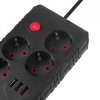 Maclean Listwa zasilająca MCE392 B, 4 gniazda 3xUSB, 110-240V AC 50/60Hz, 2.1A max 2500W, 1,5m czarna